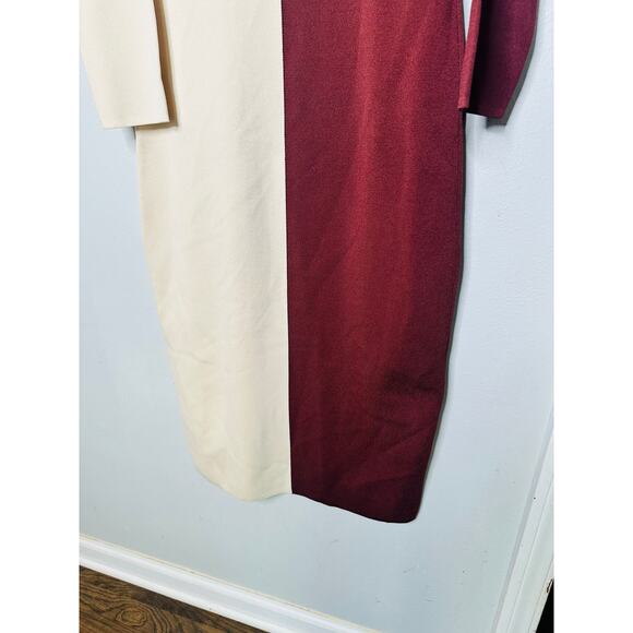 RONNY KOBO COLLECTIVE Brown White Colorblock Knit Sweater Dress Size XL - Picture 15 of 16